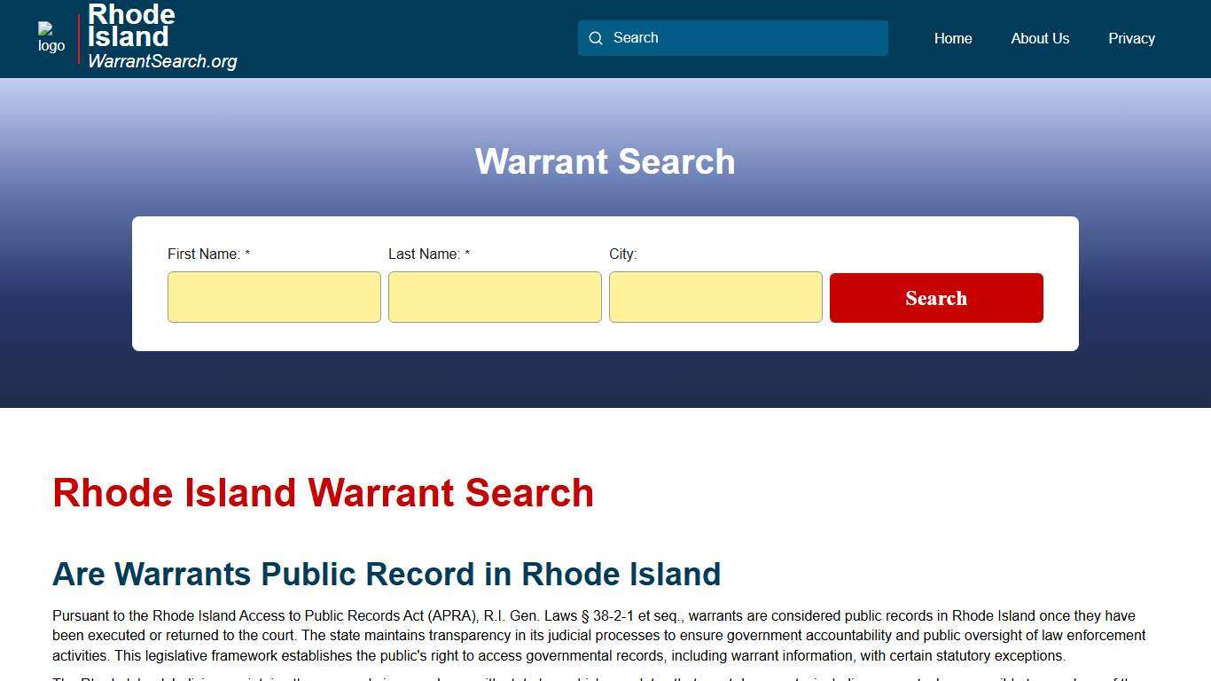 Rhode Island Warrant Search RhodeIslandWarrantSearch.org