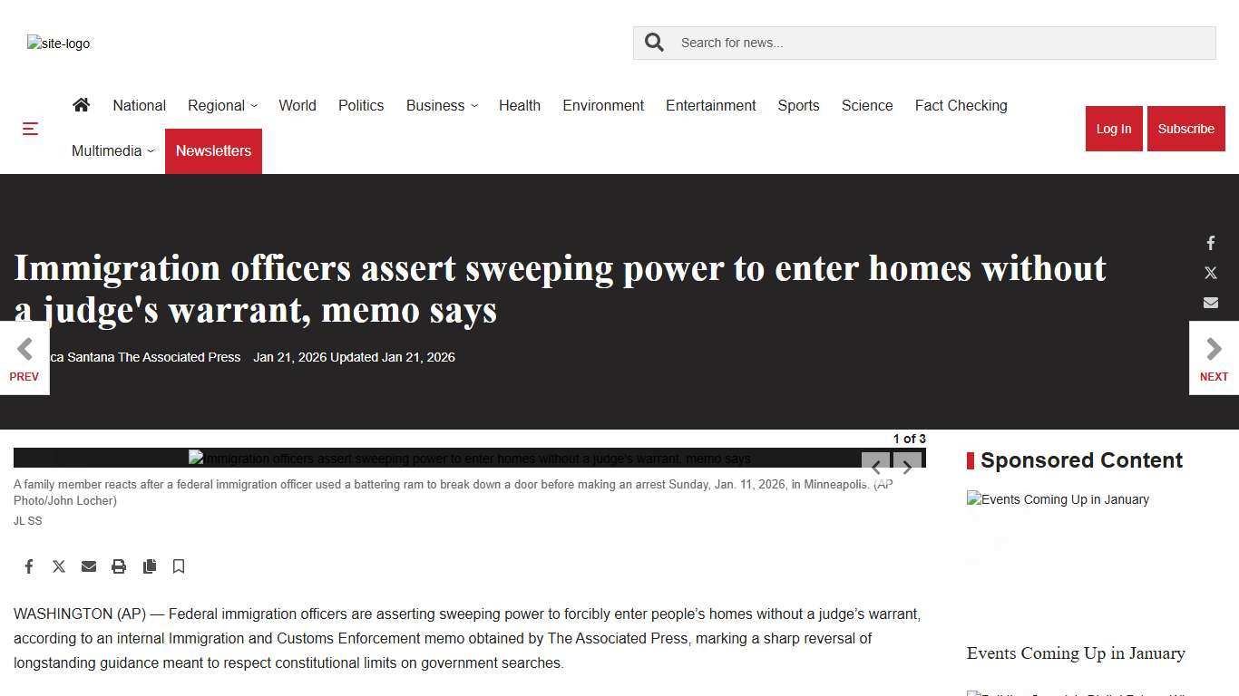 Immigration officers assert sweeping power to enter homes without a judge's warrant, memo says World News thecanadianpressnews.ca