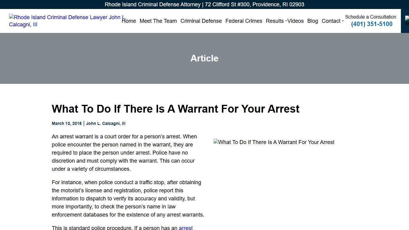 What To Do If There Is A Warrant For Your Arrest - RI Criminal Defense Lawyer