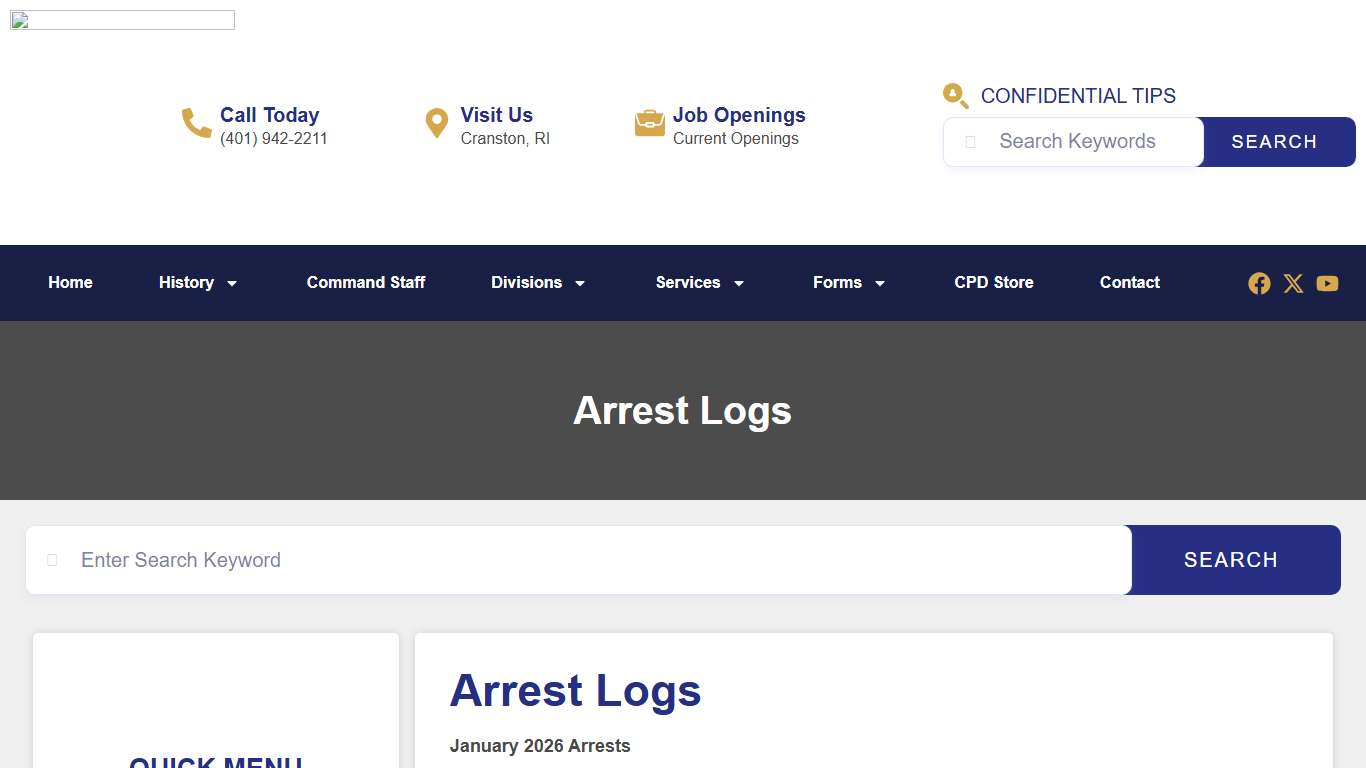 Arrest Logs - Cranston Police Department